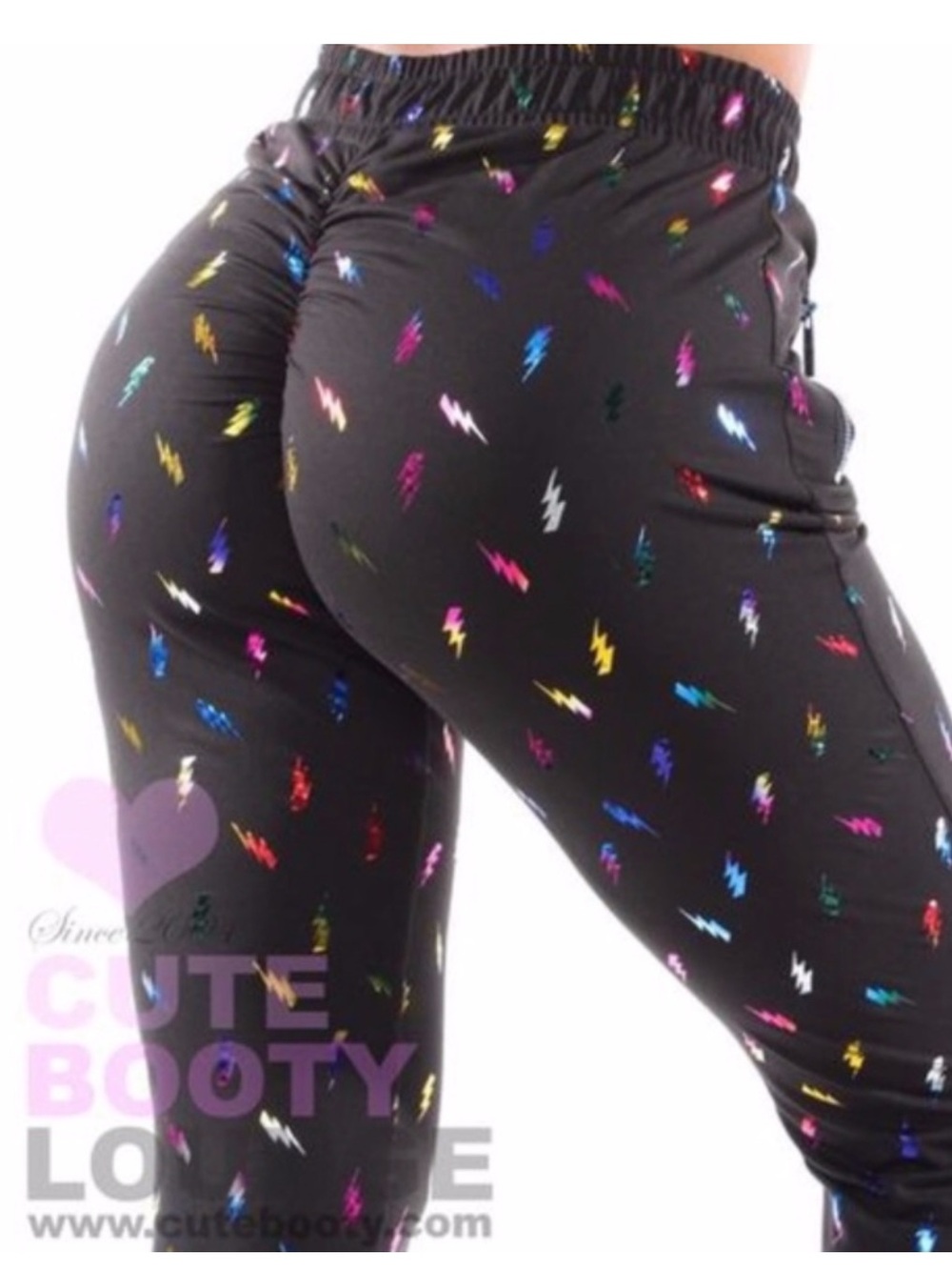 RARE Cute Booty Lounge Lightning Bolt Jogger Leggings | Scrunch Booty | Medium